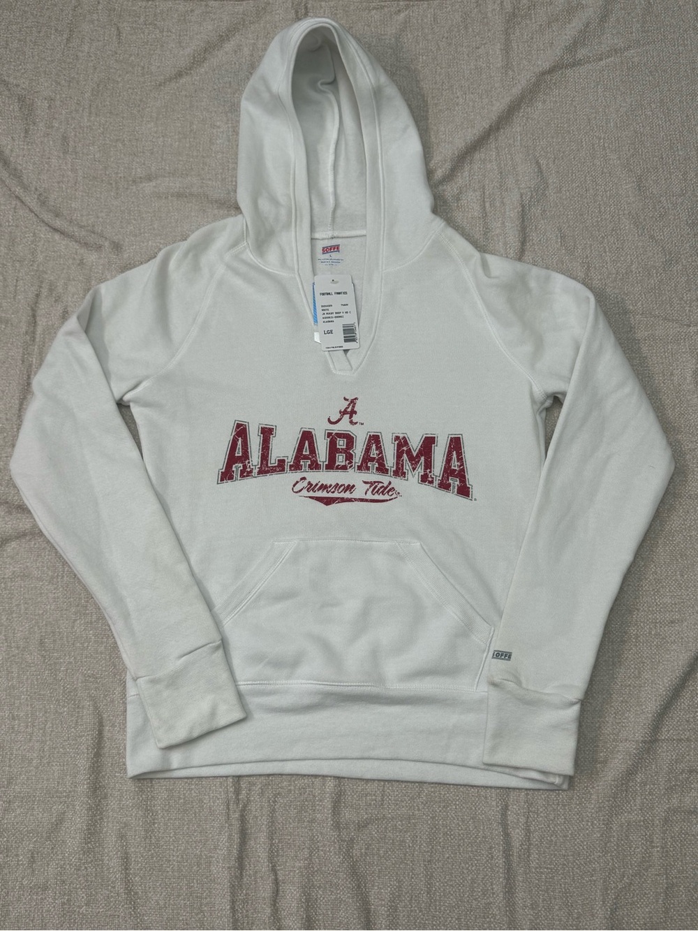 Soffe White Alabama Crimson Tide Hoodie with Crimson Logo